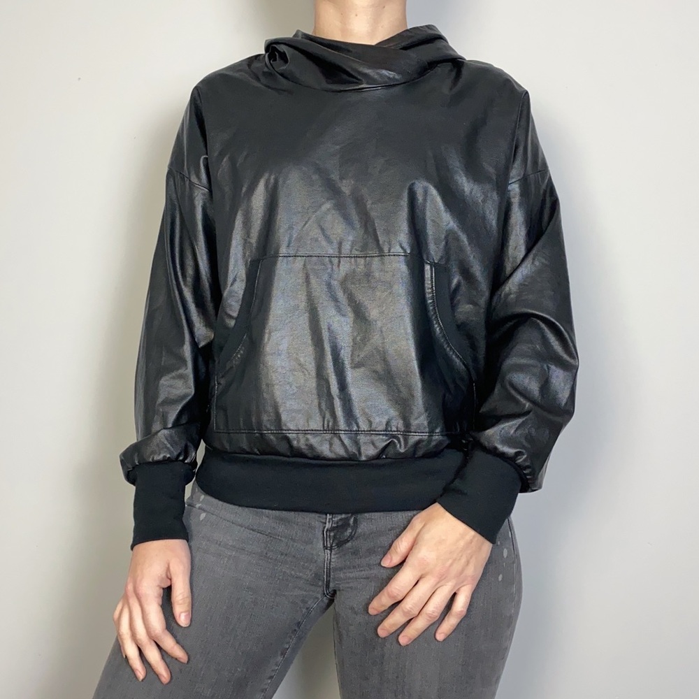 NSF Lisette Faux Leather Pullover Hoodie